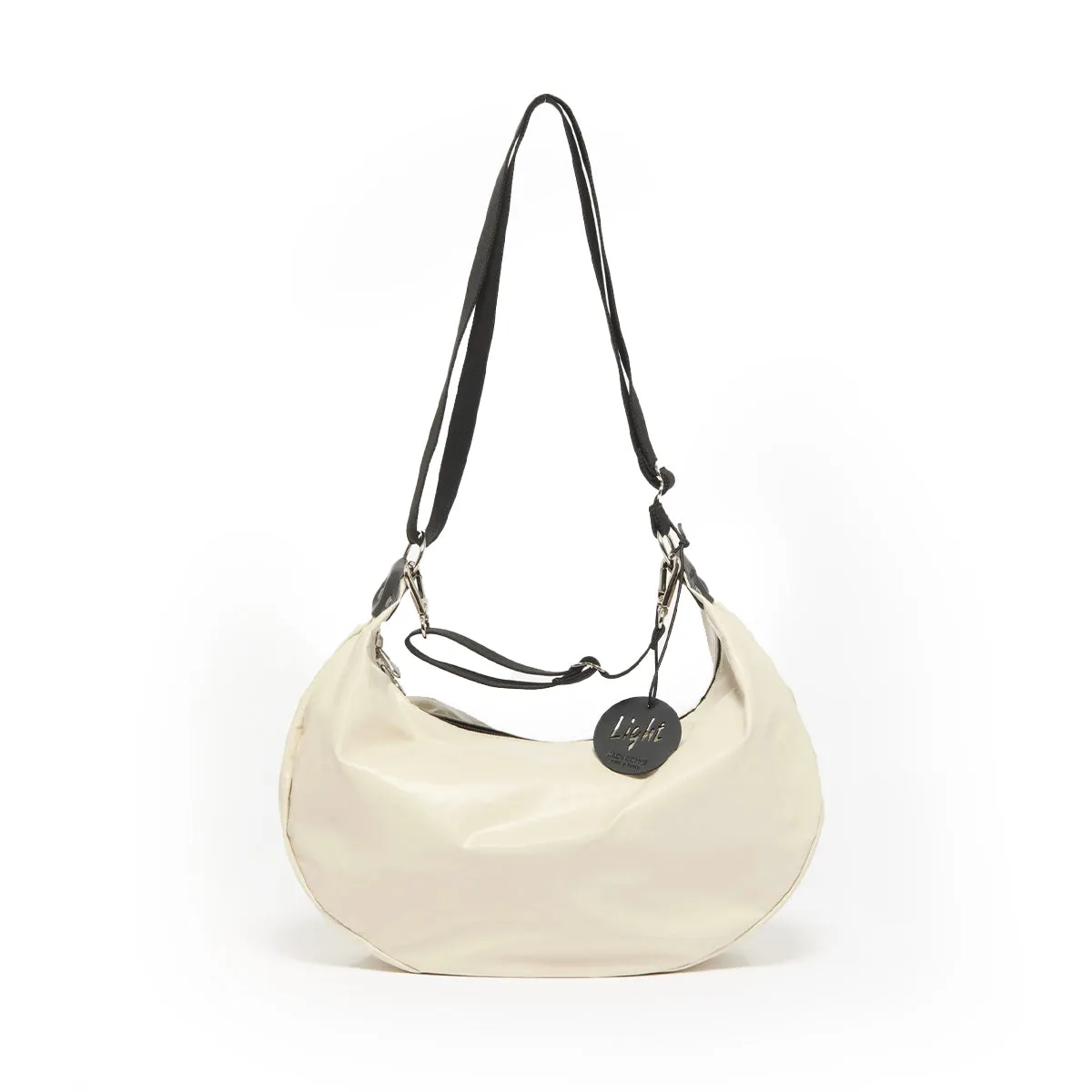 Tas Charlie Half-Moon Bag Clay warna abu-abu lembut dari koleksi Joy368