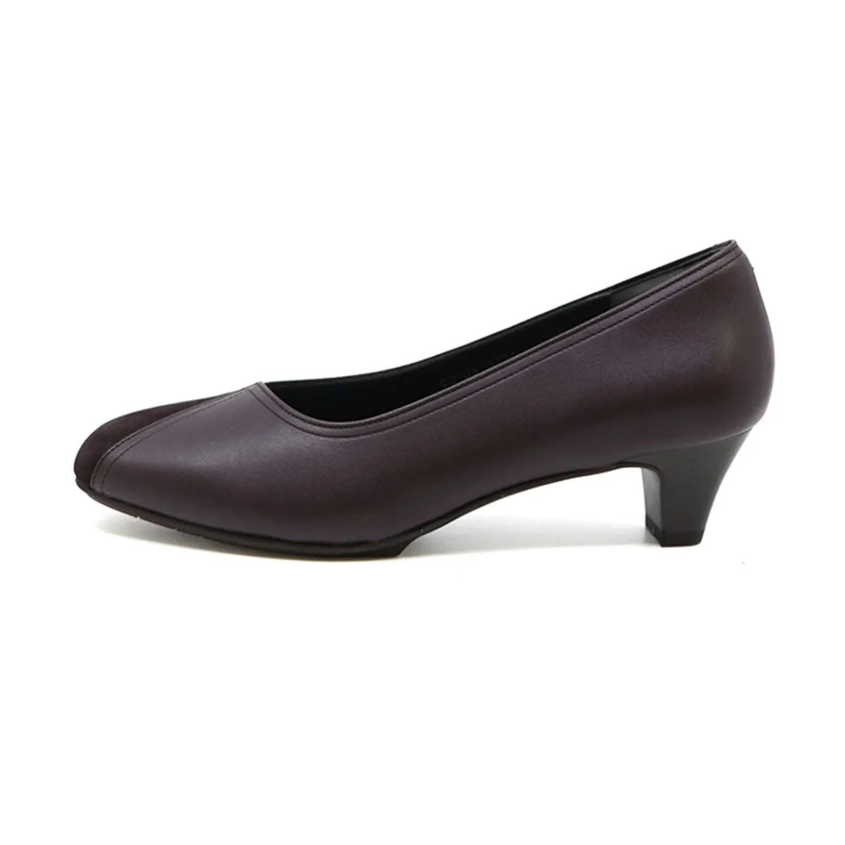 EMIKA Burgundy Balanced Heel Pumps kulit asli elegan dari Joy368