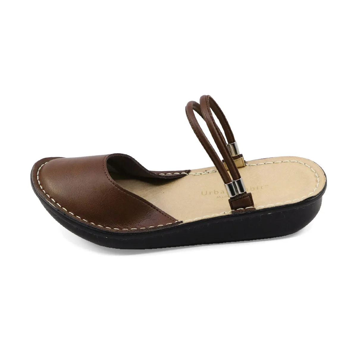 Sandal FUTO Dark Brown Real Support dari Joy368 tampak samping dengan desain elegan