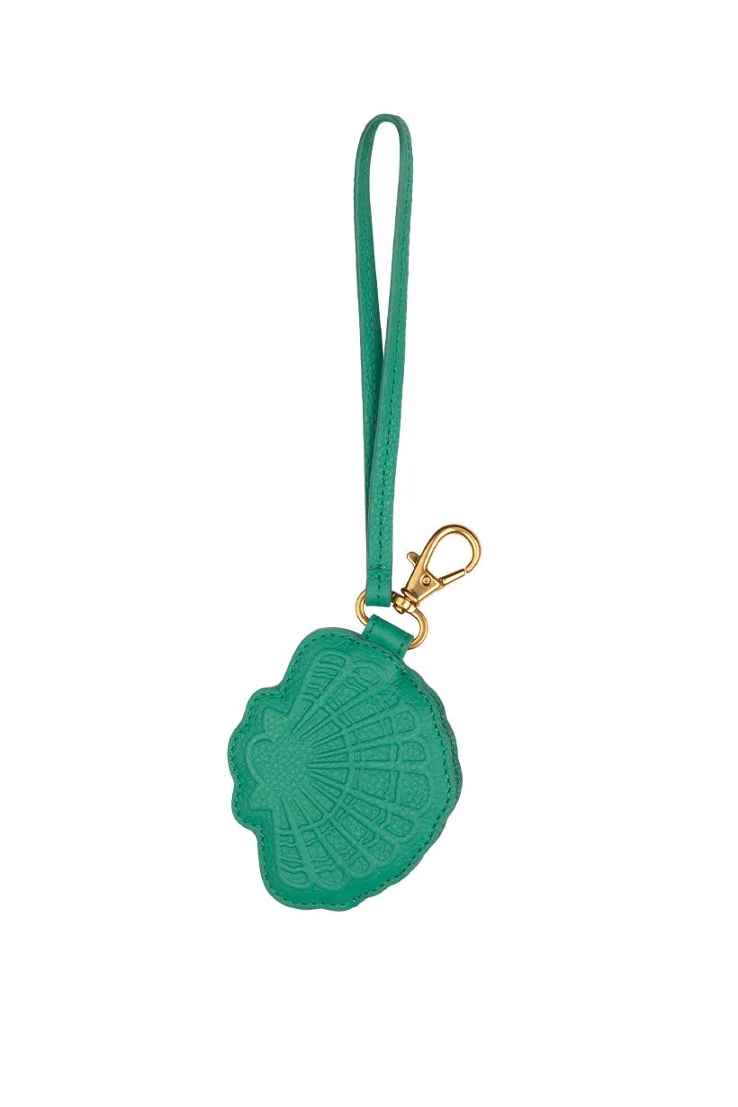 Dompet koin kulit bentuk cangkang laut warna sea green dari koleksi Joy368
