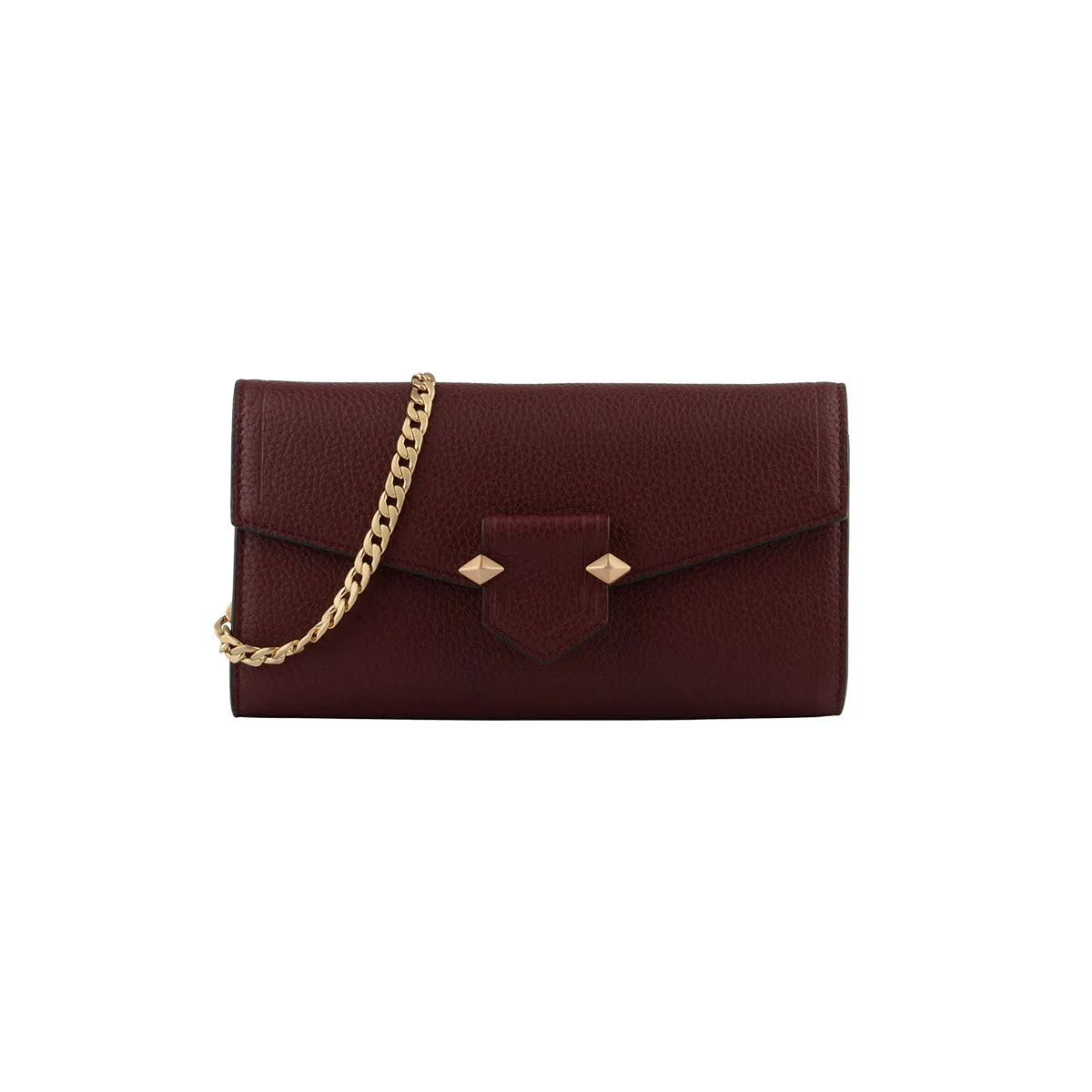 Sèvres Chain Burgundy Convertible Clutch kulit warna merah anggun koleksi Joy368